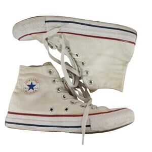CONVERSE! CLASSIC CHUCK TAYLOR ALL STAR WHITE CANVAS/RUBBER HIGH TOPS! SZ 6